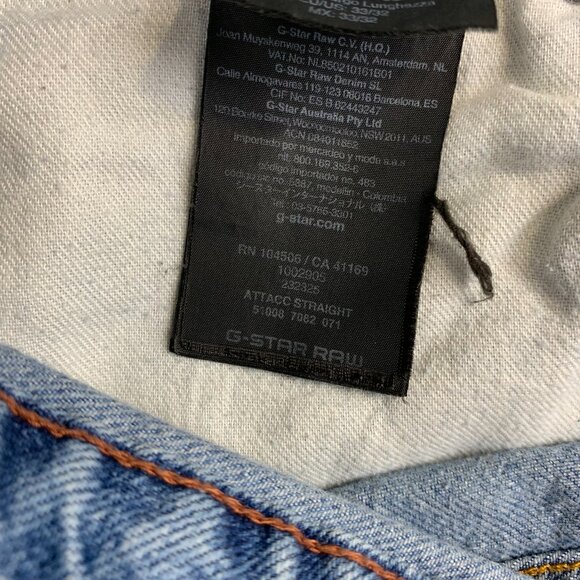 G Star Mens Pants 33 Blue Denim Jeans Attacc Straight Rigid Zip Pocket 33x28 - Picture 10 of 16